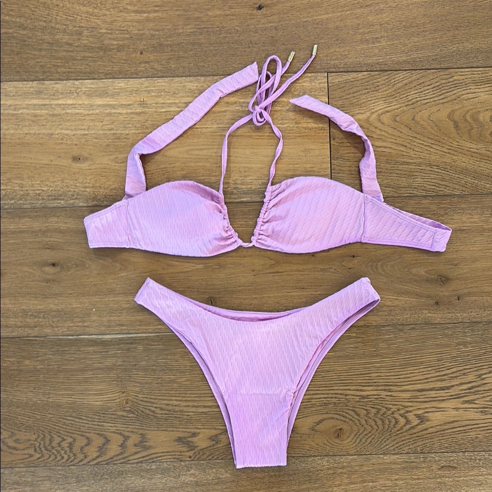 Monday Swimwear Lilac Ribbed Bikini Set